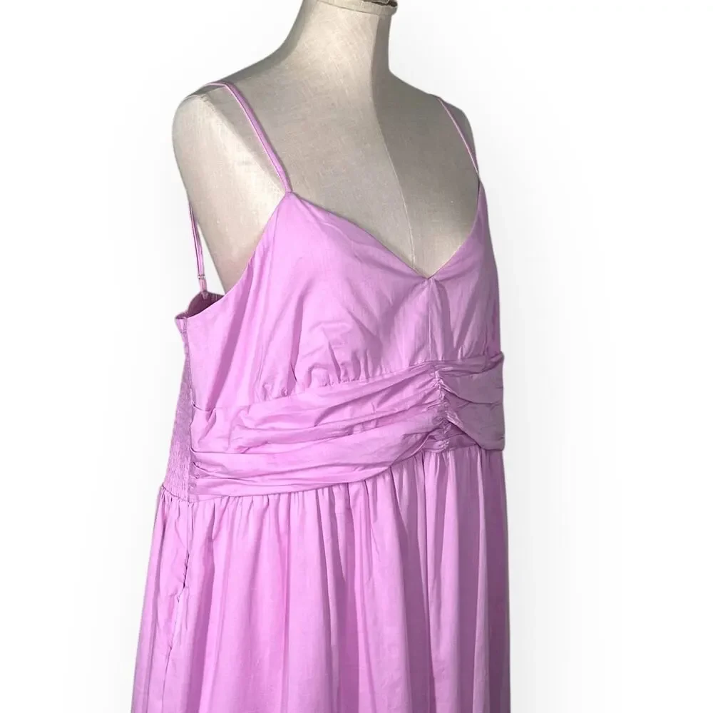 New $160 BANANA REPUBLIC Strappy Voile Midi Tiered Dress Pink Cocktail Wedding - Picture 7 of 14